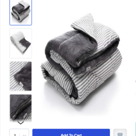 • Satin Pillowcase for Hair and Skin, 48*70 cm, off-white + عرض لحاف شتوي فرو دبل فيس Gray Striped 220*235cm