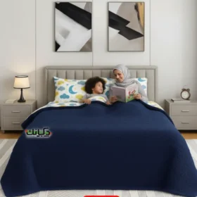 عرض لحاف شتوي فرو كحلي 220 * 235 سم مع 2 مخدة فايبر 500 جرام