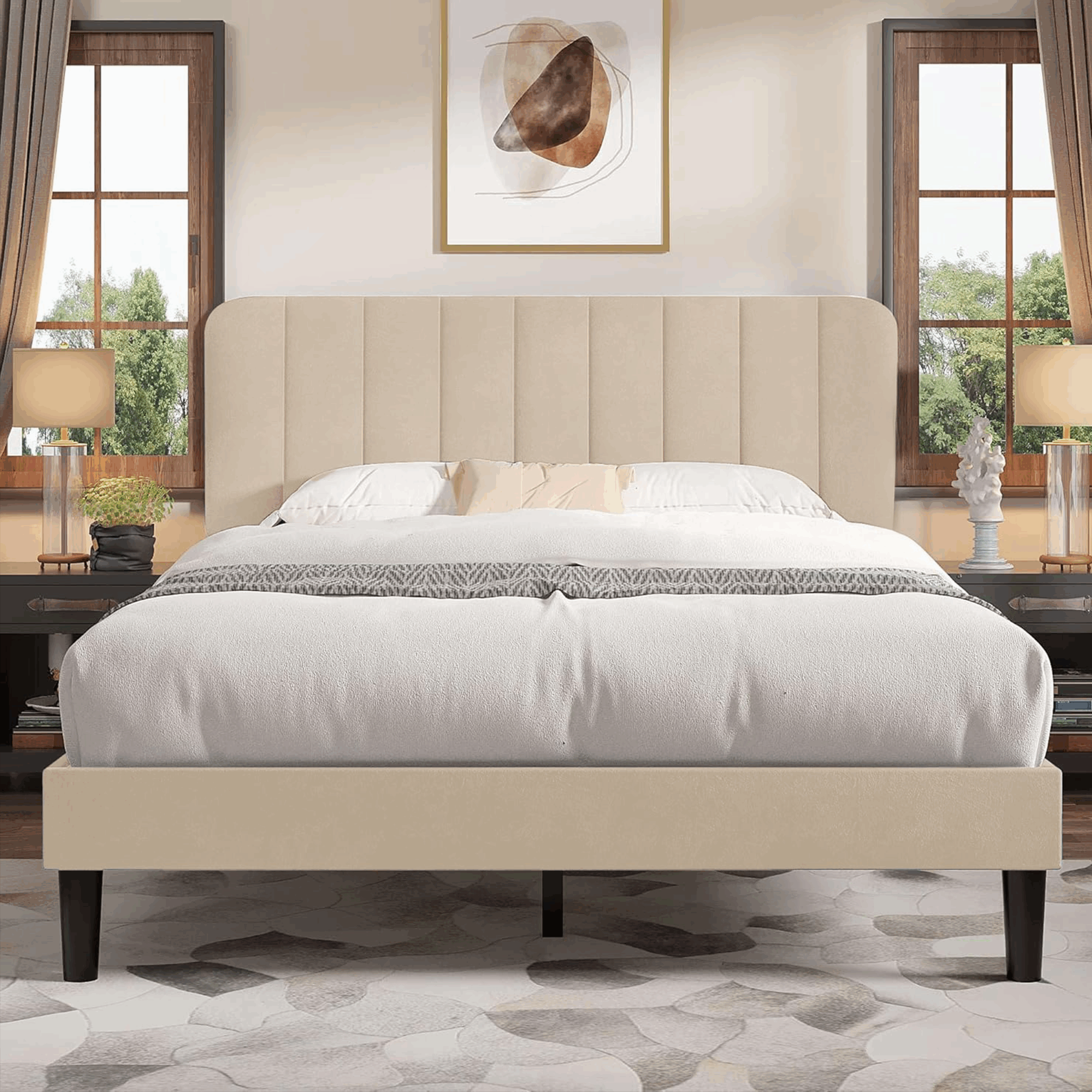 كفر ظهر السرير 160 سم بيج 3 كفر ظهر السرير 160 سم بيج - الصورة 3