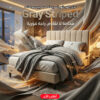 عرض كفر ظهر السرير 160 سم بيج مع لحاف Gray Striped