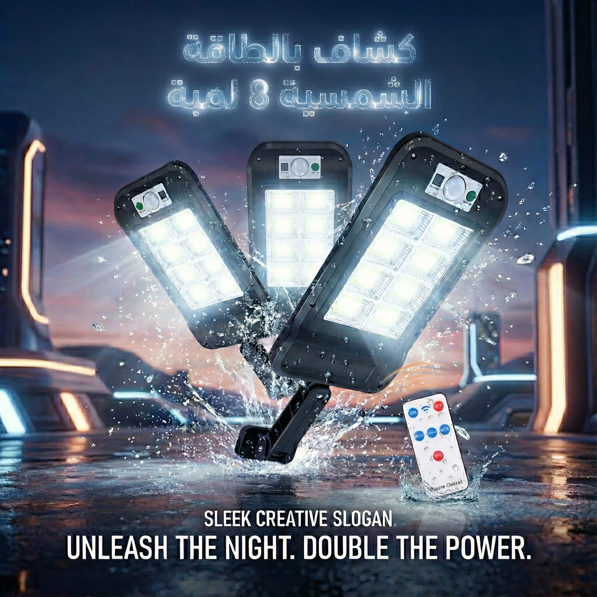 عرض 3 قطع كشاف بالطاقة الشمسية 8 لمبة 1 عرض 3 قطع كشاف بالطاقة الشمسية 8 لمبة