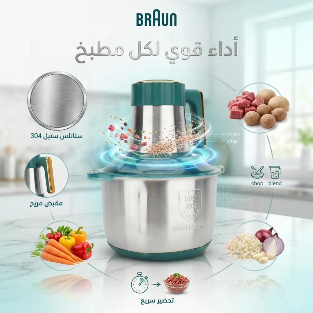 عرض هاند بلندر BRAUN 3 في 1 مع كبه 6 لتر BRAUN 8500 وات 9 عرض هاند بلندر BRAUN 3 في 1 مع كبه 6 لتر BRAUN 8500 وات - الصورة 9