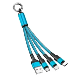 • "	كيبل USB متعدد 4 في 1 شاحن سريع نايلون مع نوع A/USB C الى 120 واط"