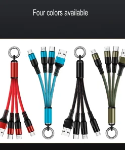 ⁦• "	كيبل USB متعدد 4 في 1 شاحن سريع نايلون مع نوع A/USB C الى 120 واط"⁩ - الصورة ⁦5⁩